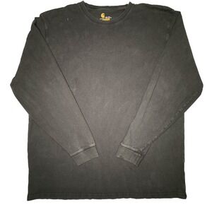 Carhartt Shirt Mens 2XL Tall Black Long Sleeve Original Fit Workwear Distressed